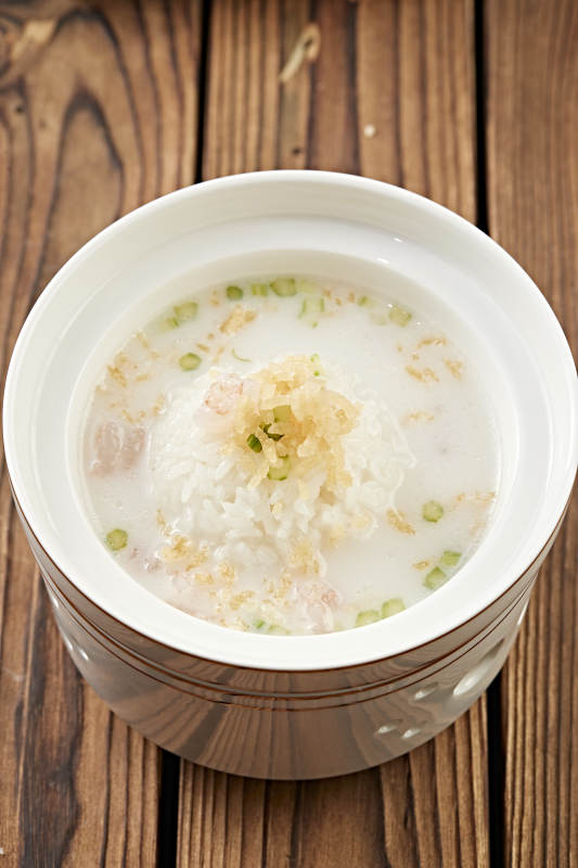 奶汤花胶虾仁捞饭