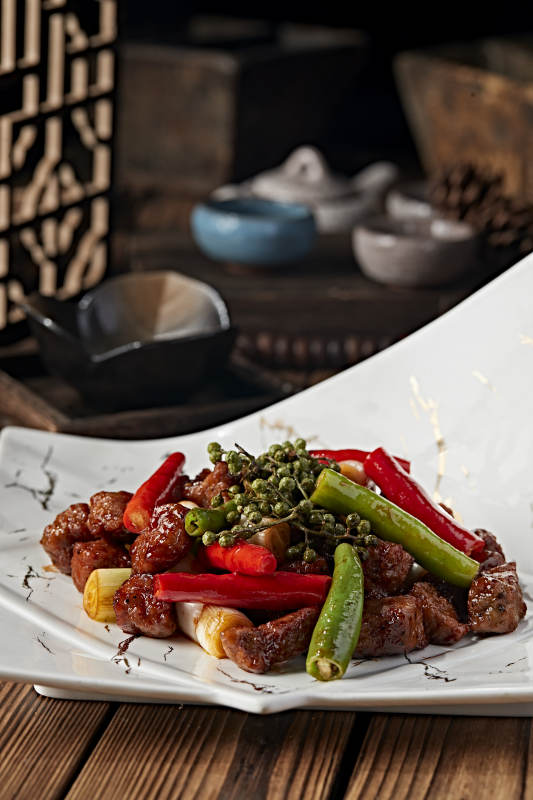 藤椒椒麻葱烧杭椒牛仔粒