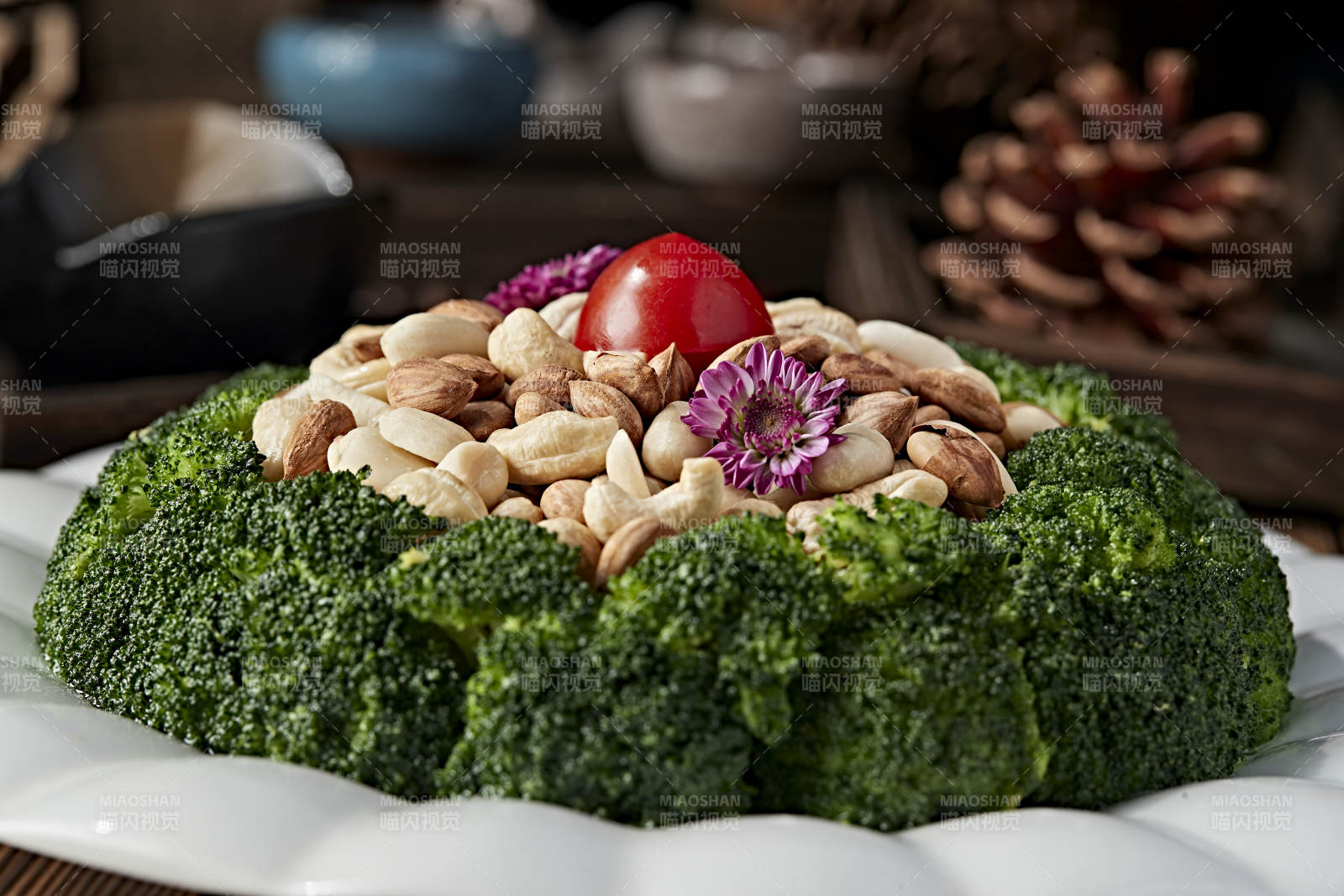 下酒小菜兰花秋实西蓝配花坚果