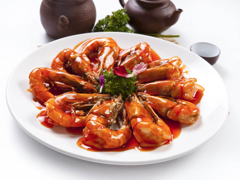 浇汁油炸开背大明虾