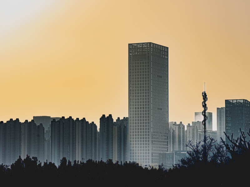 城市黄昏剪影楼栋