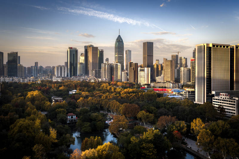 武汉城市秋景天际线