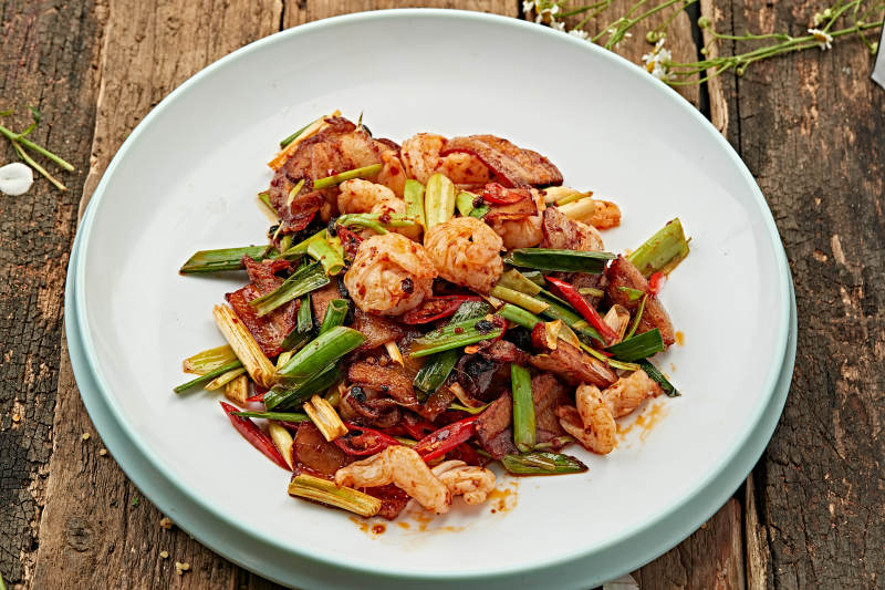 香辣虾仁炒时蔬