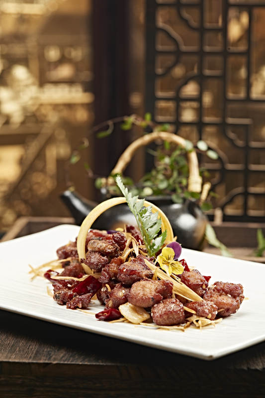 香辣鸡块精致摆盘