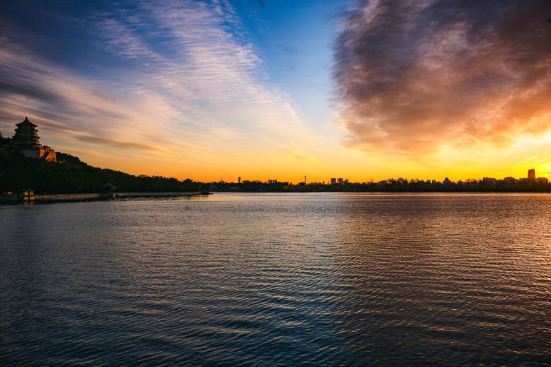 颐和园昆明湖夕阳映古城
