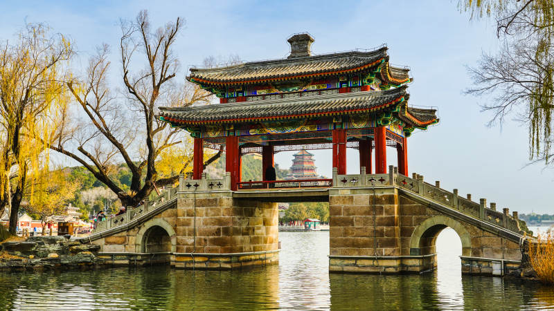 颐和园豳风桥影水清幽