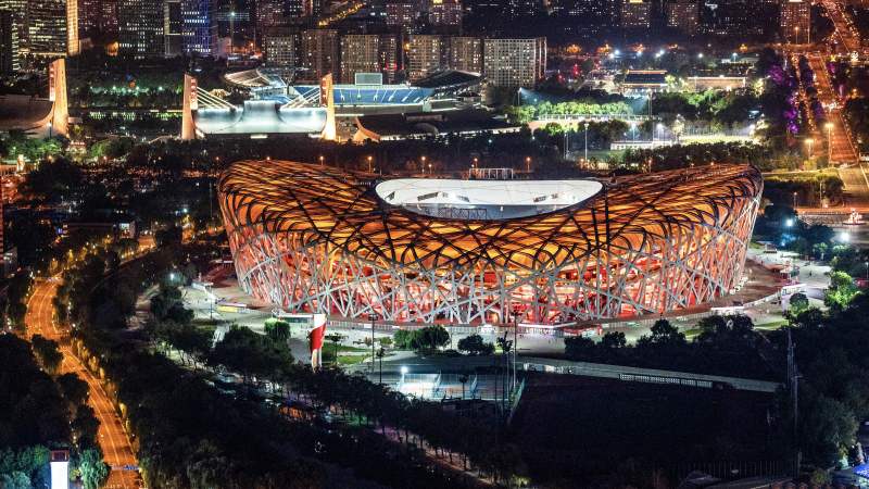 北京鸟巢夜景璀璨