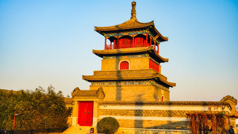 廊坊霸州胜芳古镇文昌阁映斜阳