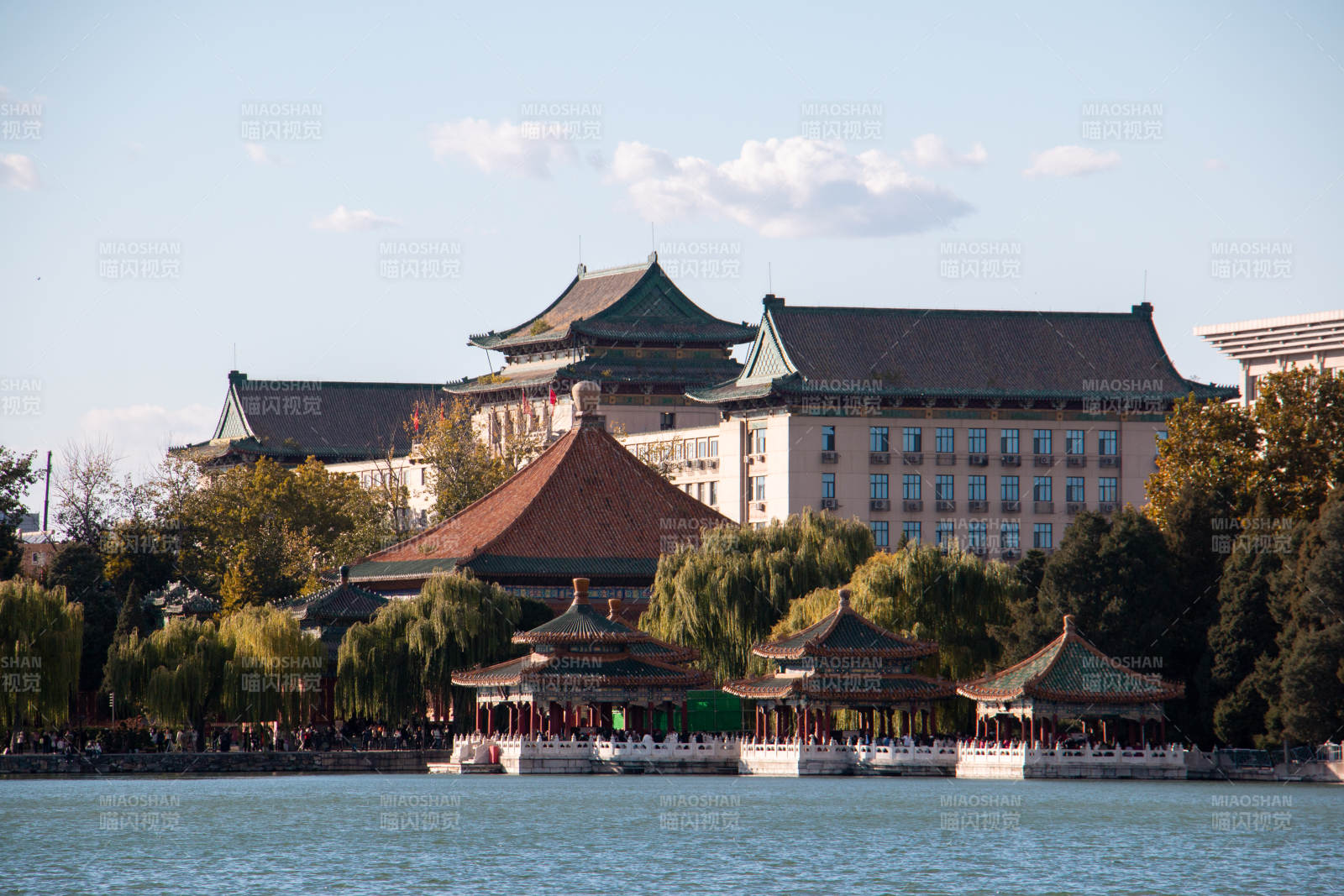 北京北海公園湖畔古建筑群