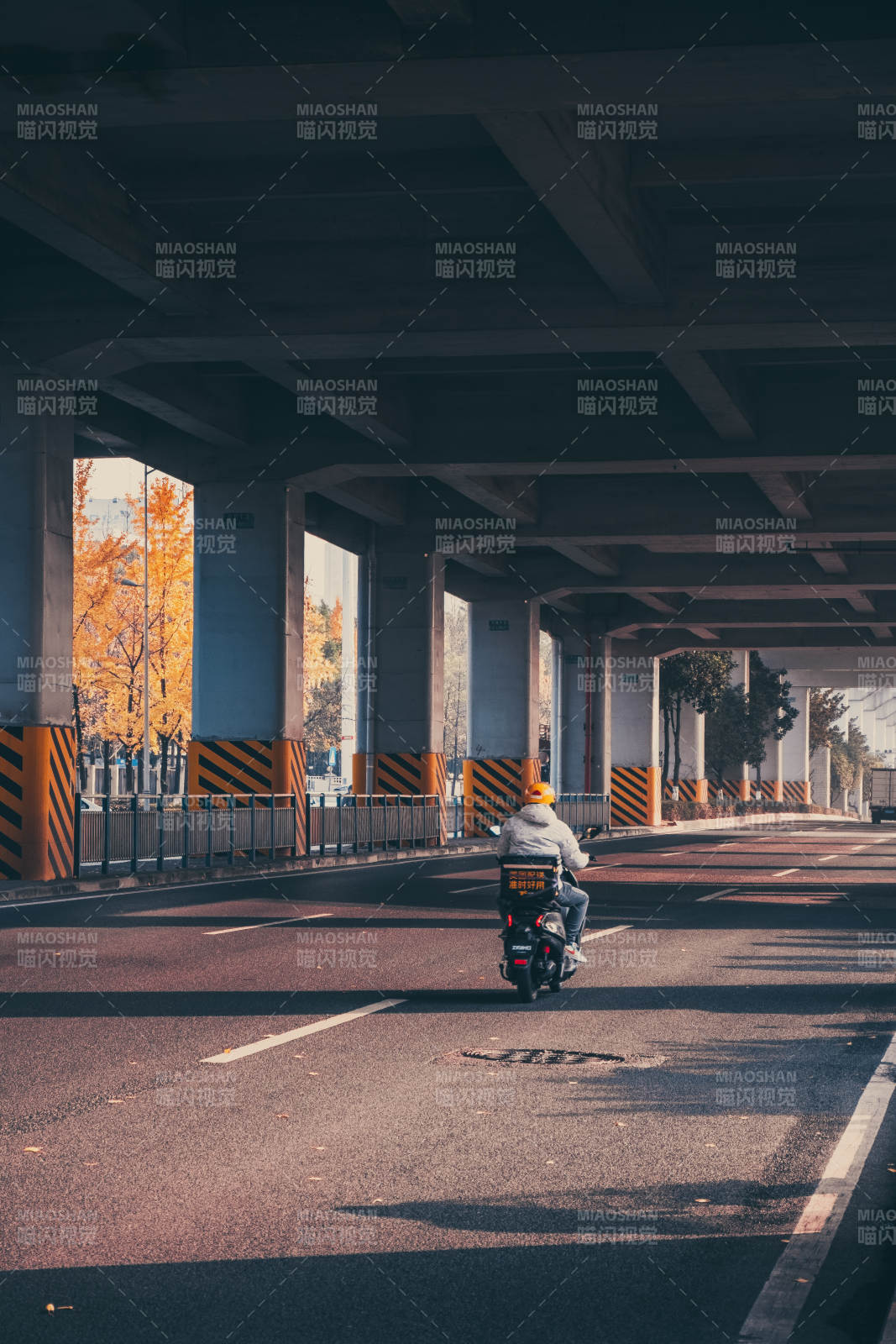桥下骑行秋色