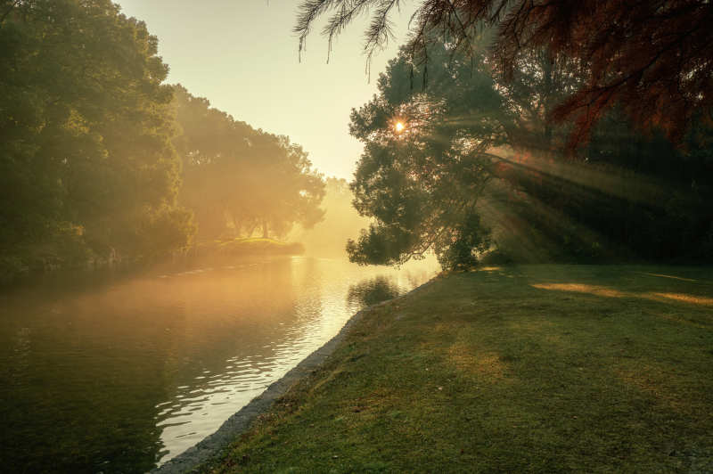 晨光湖畔靜謐景