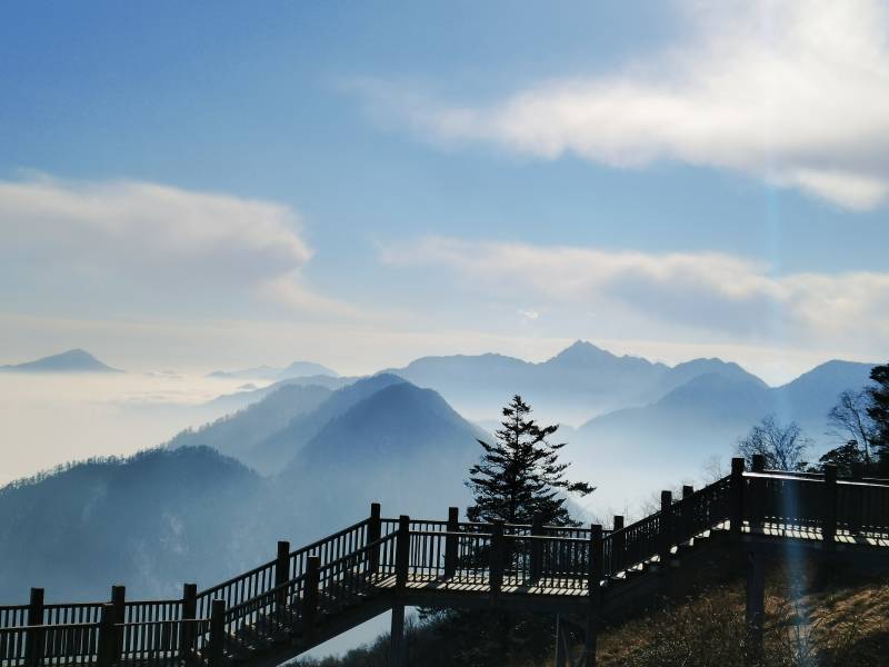 山间栈道云海图