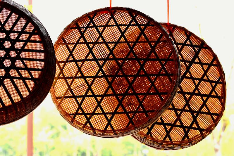 竹編燈飾懸空