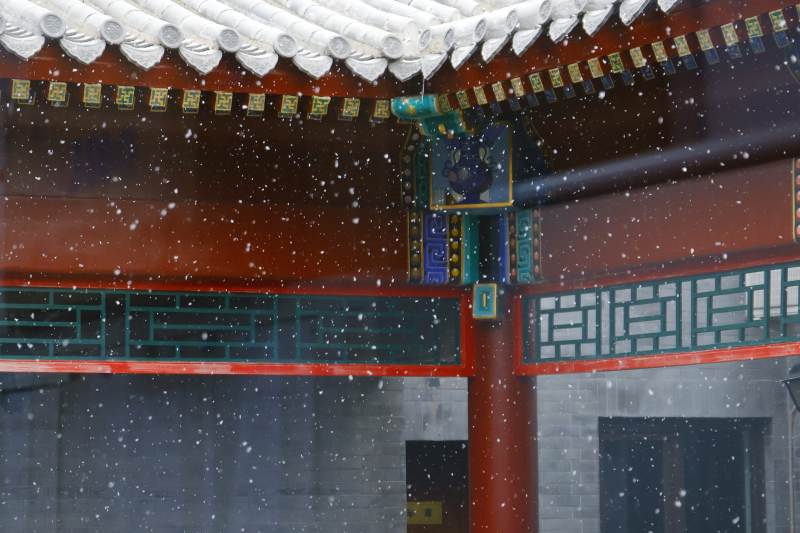 雪落古檐 靜謐之美-攝影圖