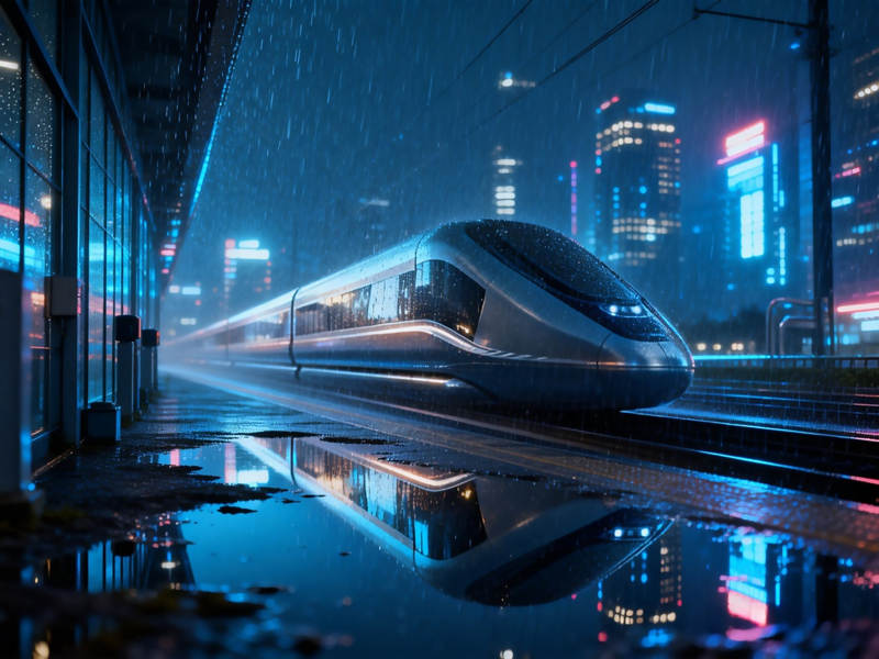 雨夜高鐵疾馳-圖片