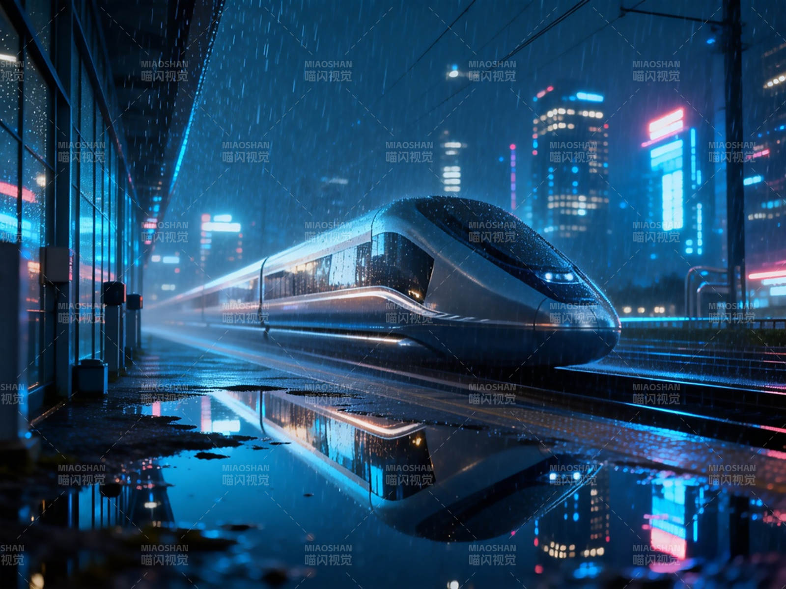 雨夜高铁疾驰-图片