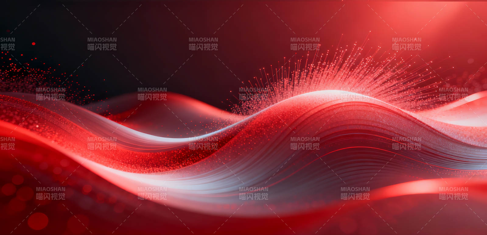 红色波浪光影-图片