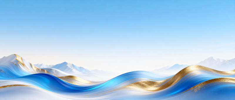 藍金波浪山影-圖片