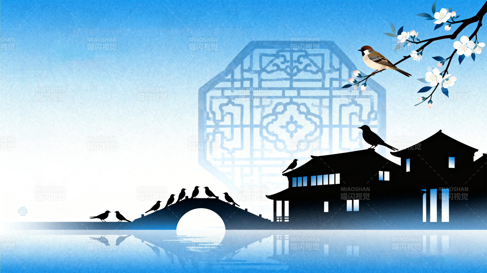 春日江南水墨图-图片