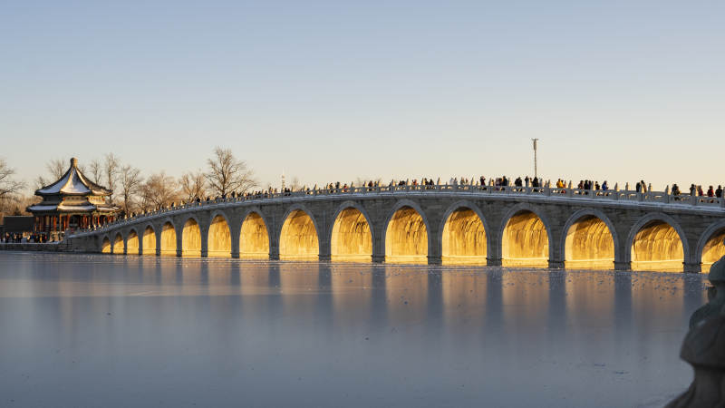 十七孔桥晨光美景-摄影图