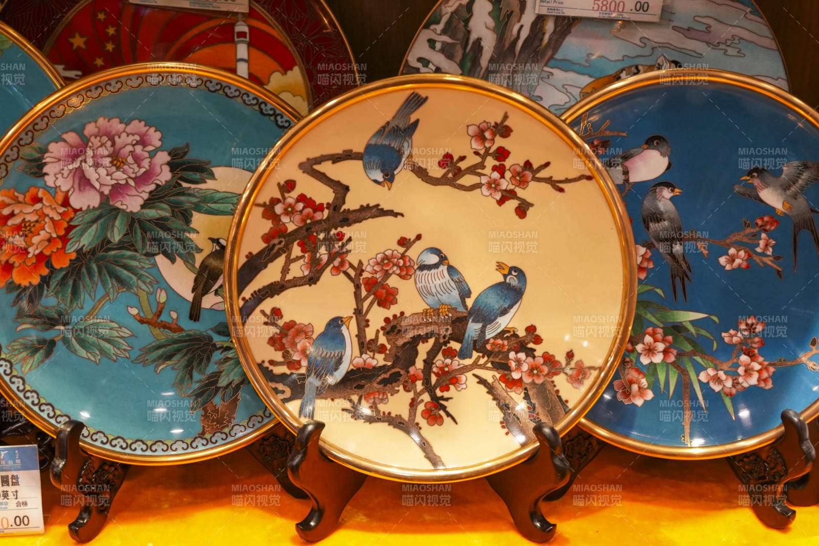 花鸟瓷盘展-摄影图