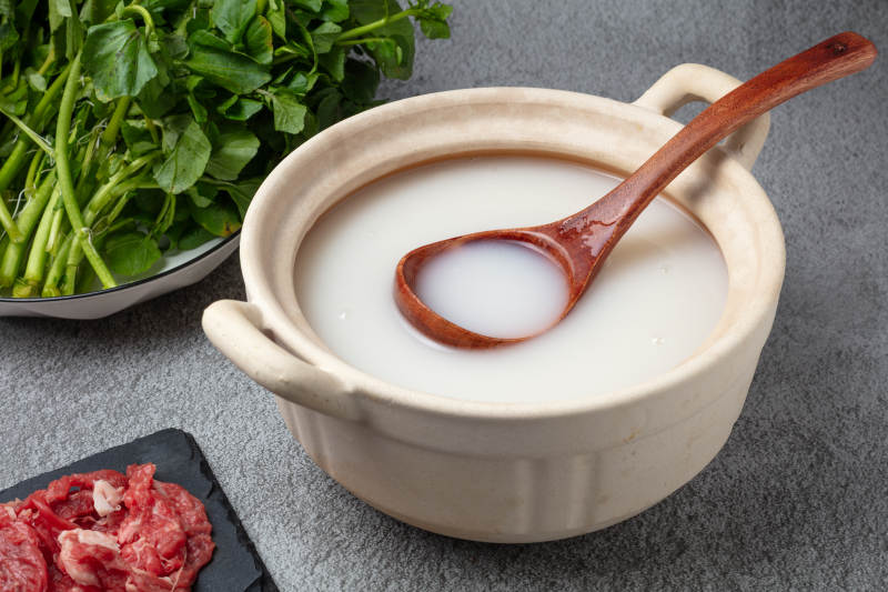 濃湯配青菜肉末-攝影圖