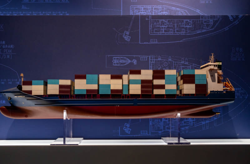 船政博物馆集装箱船模型展示-摄影图