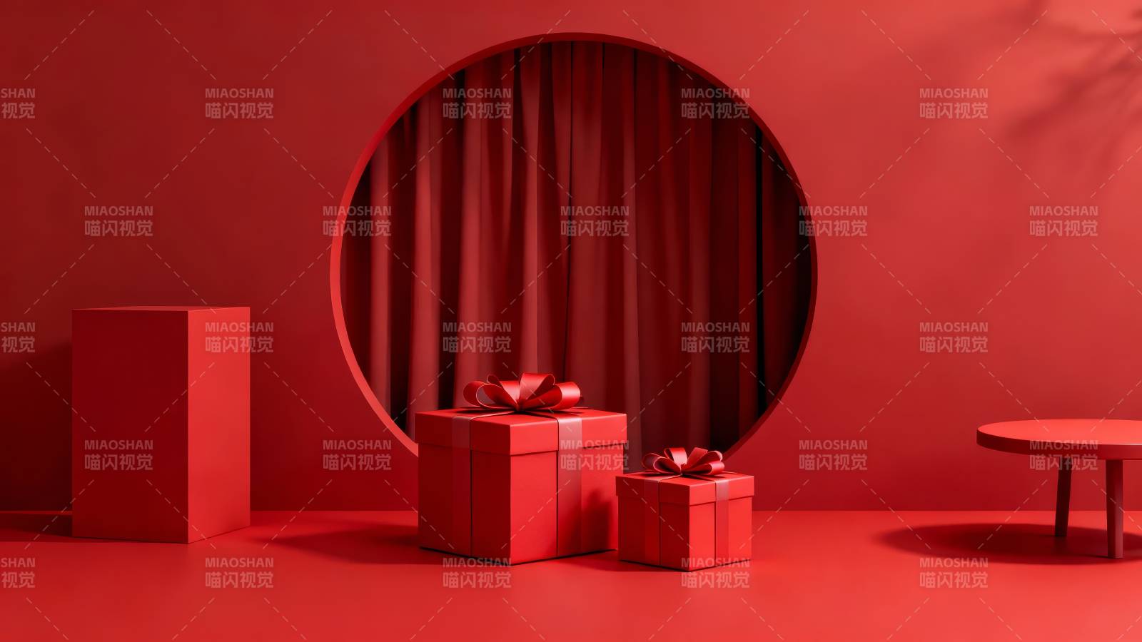 红色礼盒静物图-图片