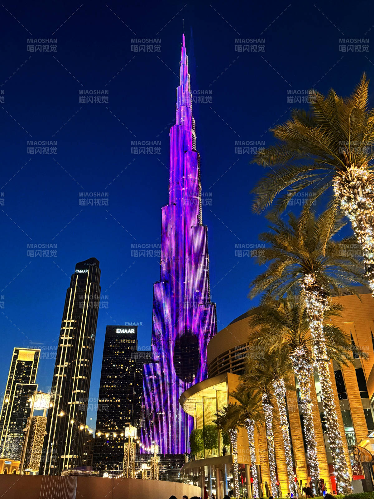 迪拜夜景 哈利法塔-摄影图