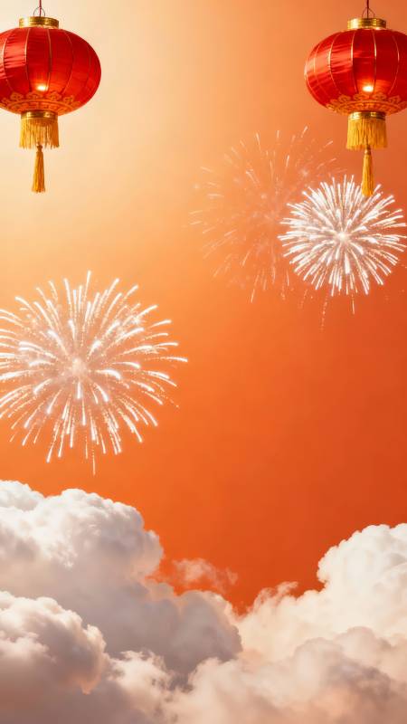 红灯映烟花 云海庆佳节-图片