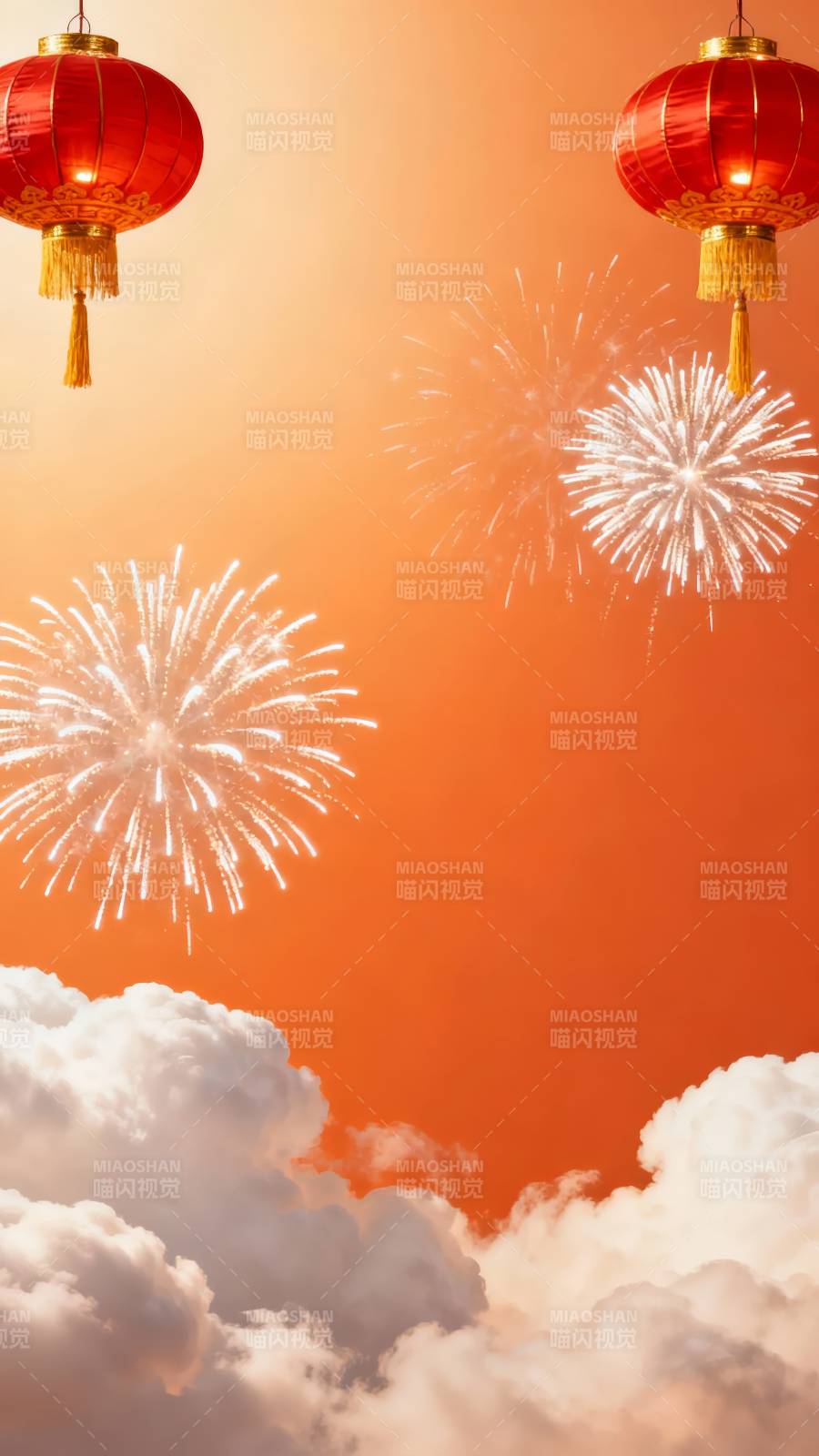 红灯映烟花 云海庆佳节-图片