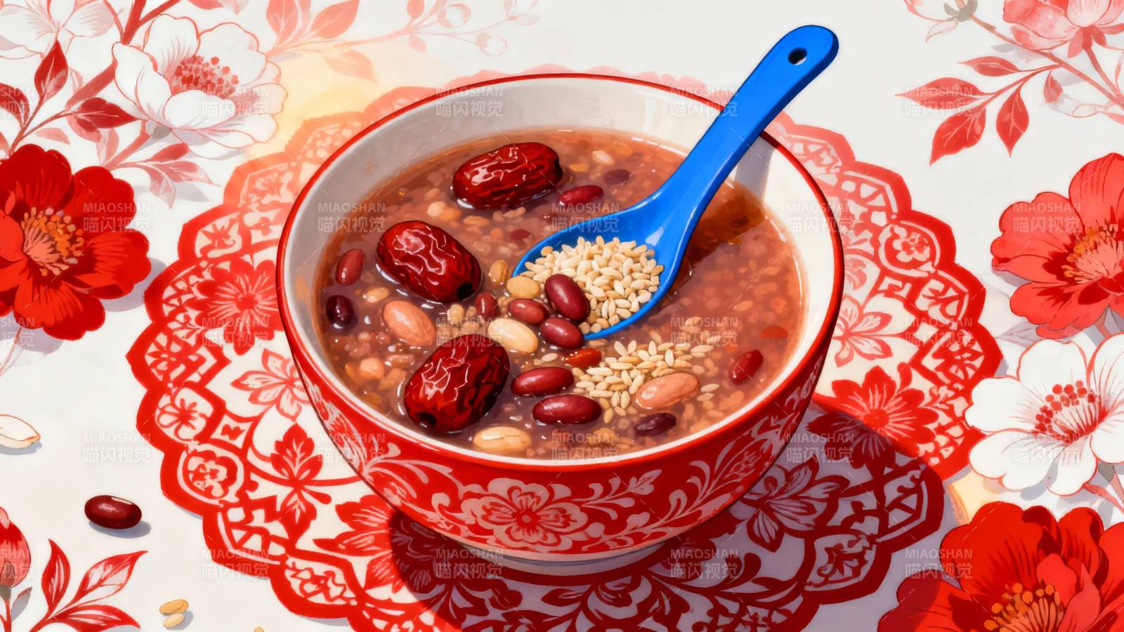八宝粥配红花-图片