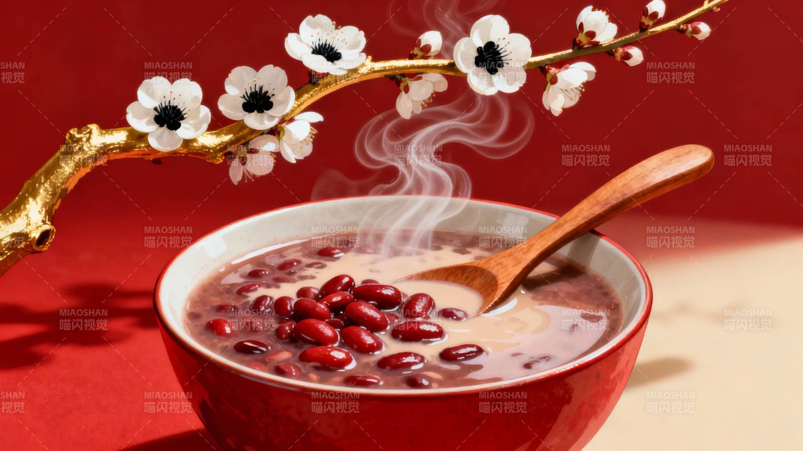 熱騰騰的紅豆粥-圖片