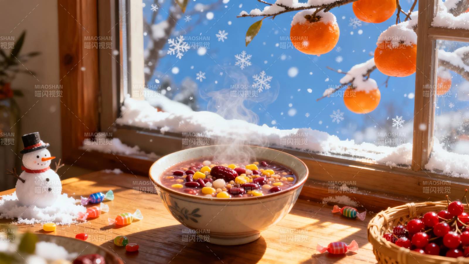 冬日暖粥 窗景如画-图片