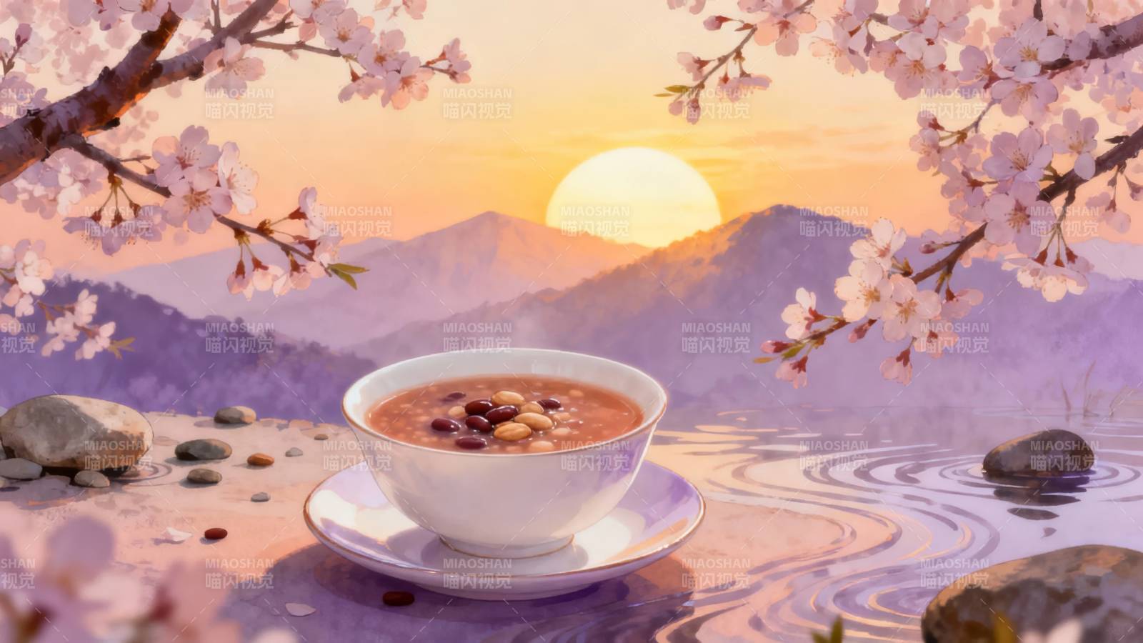 樱花茶韵日出时-图片