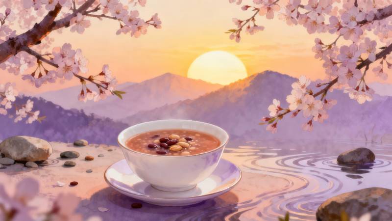 樱花茶韵日出时-图片