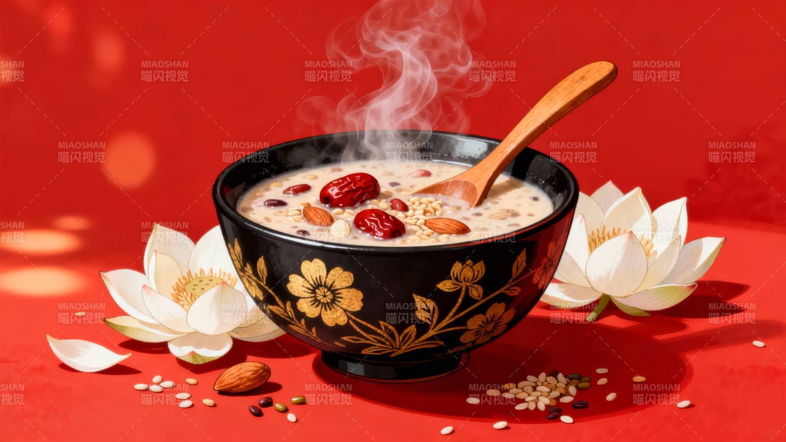 热粥飘香 花开富贵-图片