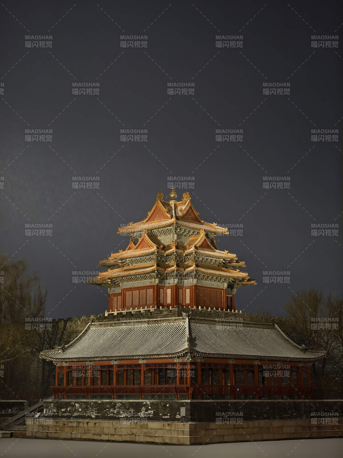 夜幕下的故宫角楼-摄影图