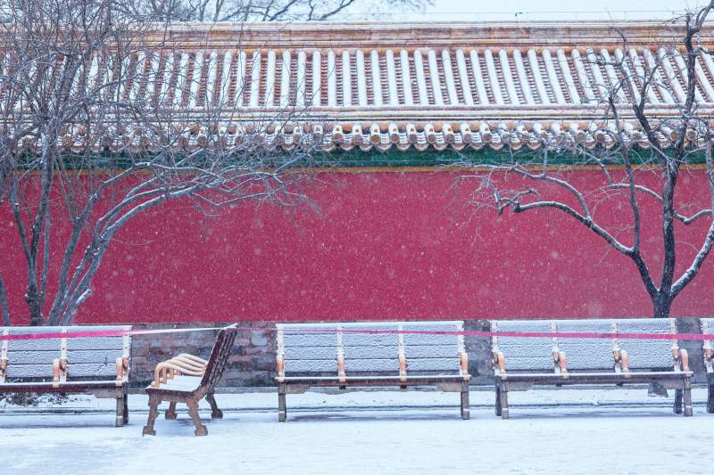 雪落红墙静谧景 故宫-摄影图