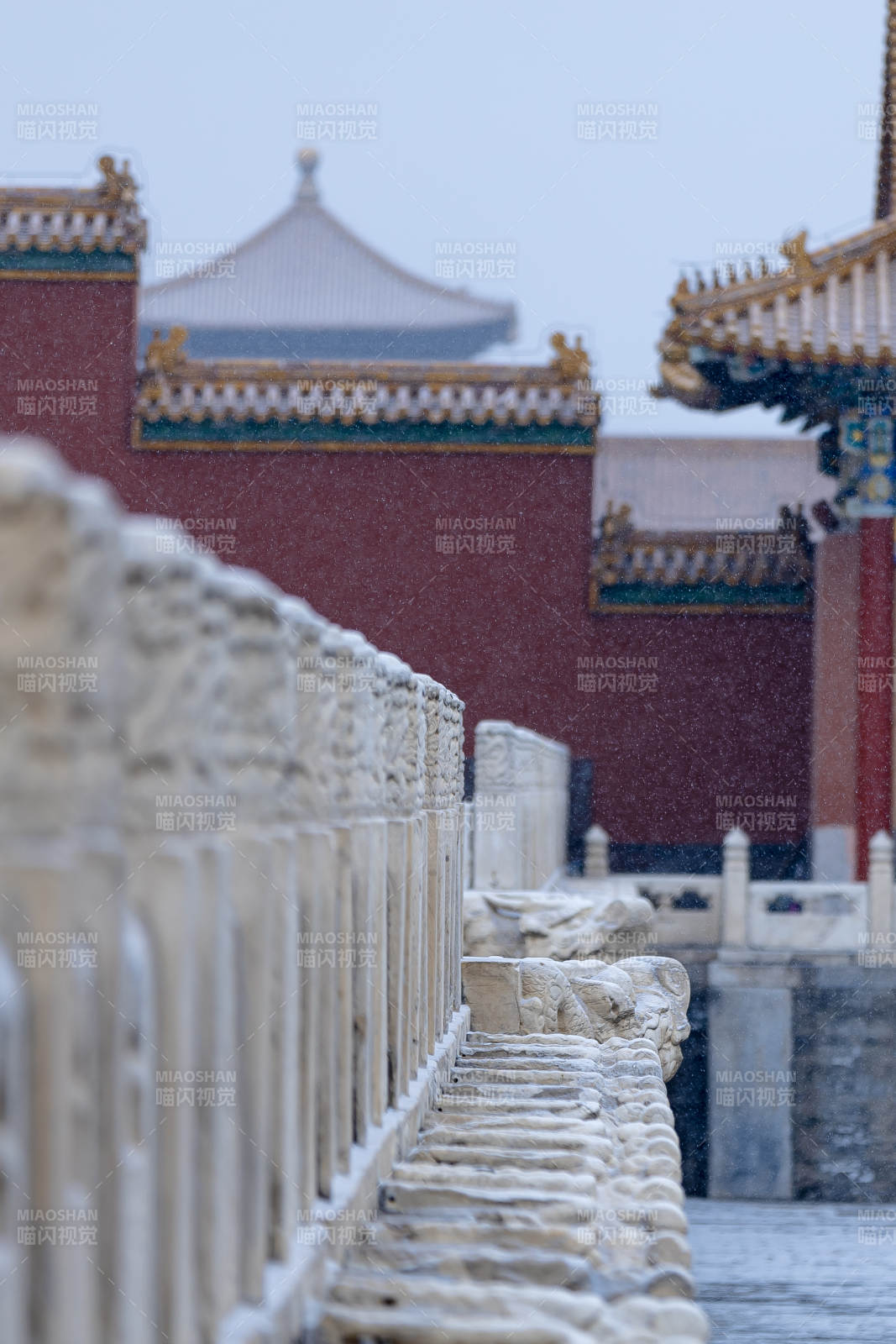 雪中故宮橋影-攝影圖