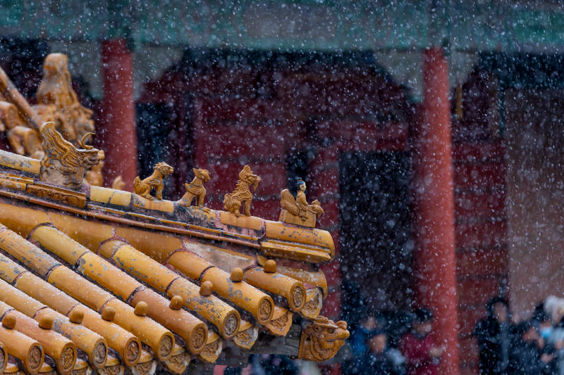 雪落古殿檐角 故宫-摄影图