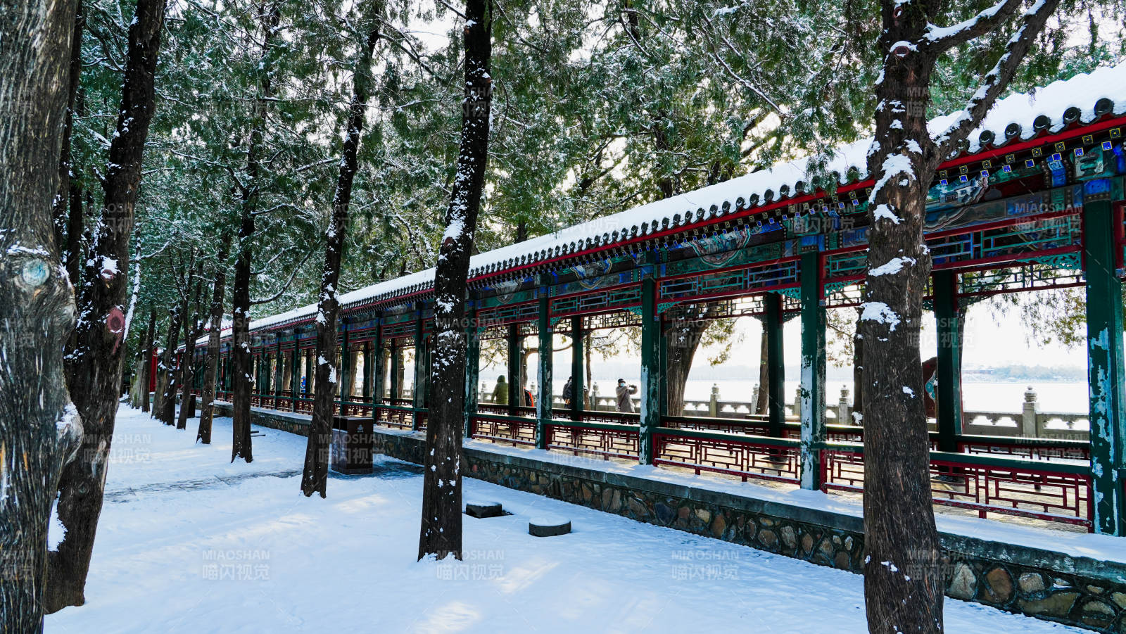 颐和园雪中长廊静谧景-摄影图