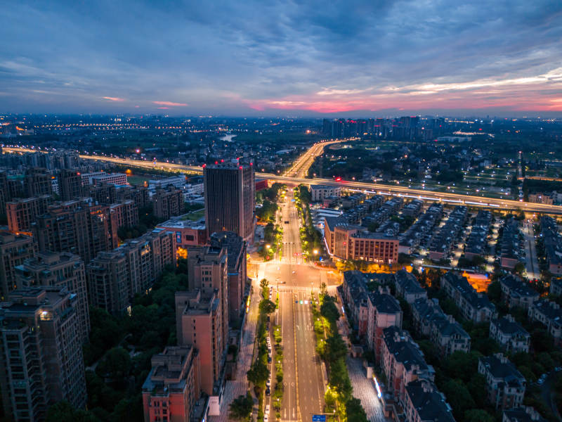 城市夜景航拍-摄影图