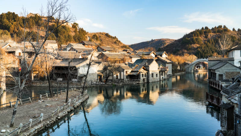 北京古北水镇秋景-摄影图