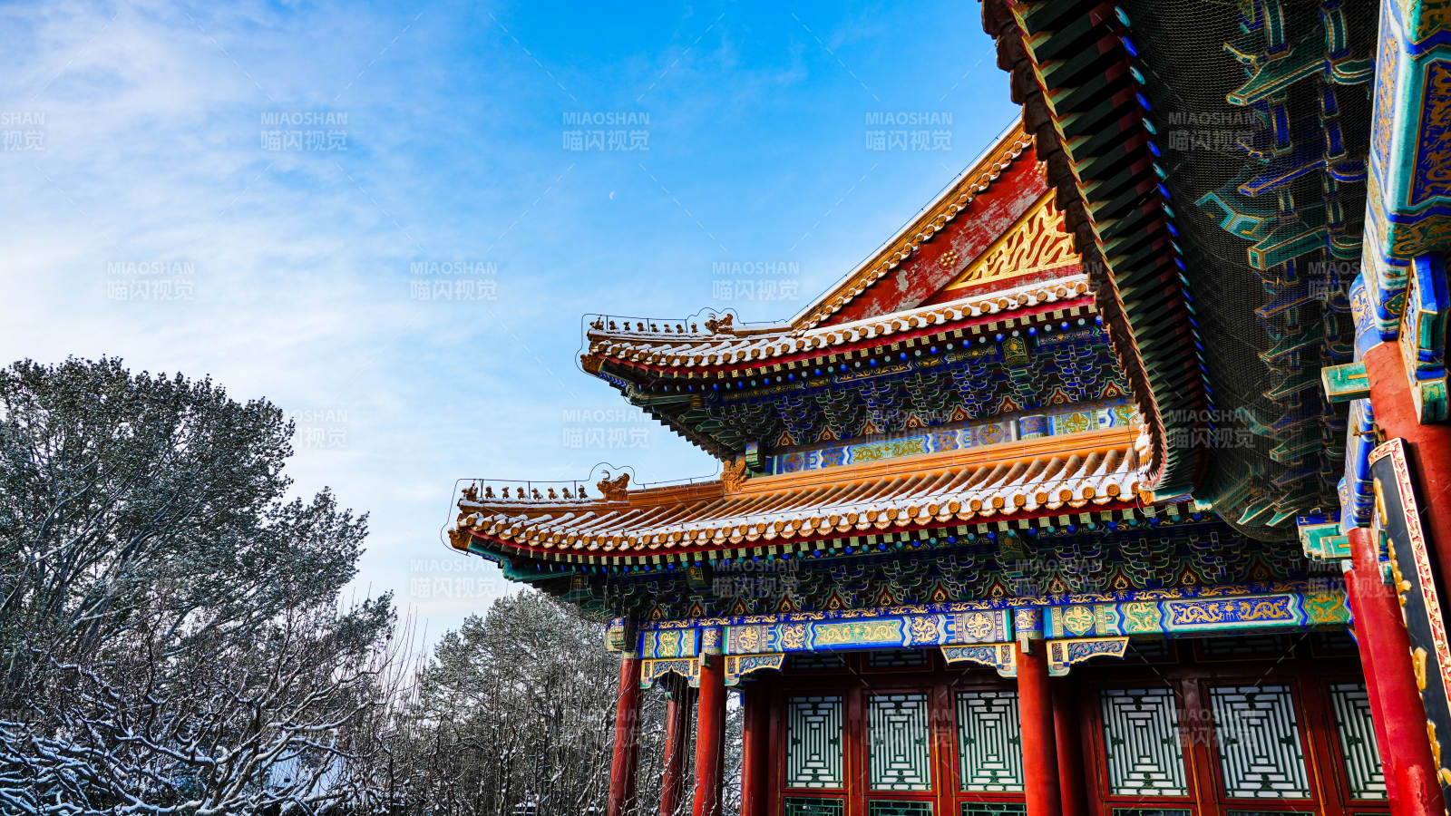 古建筑雪景-摄影图