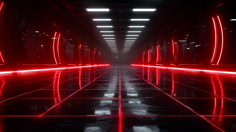 红色霓虹隧道-图片