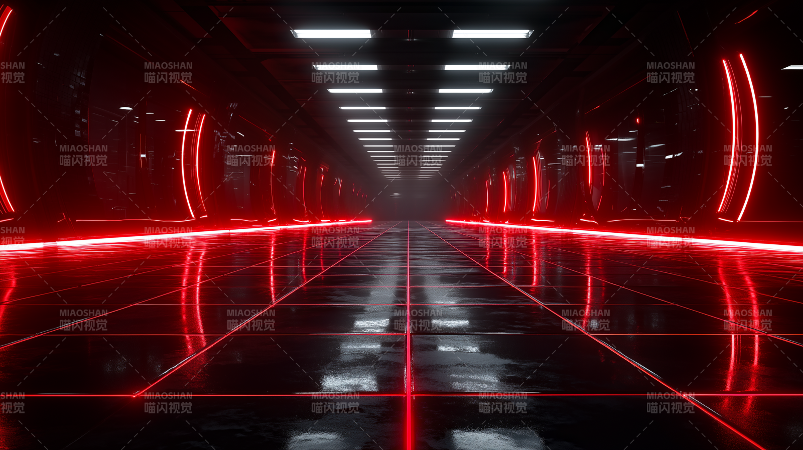 红色霓虹隧道-图片