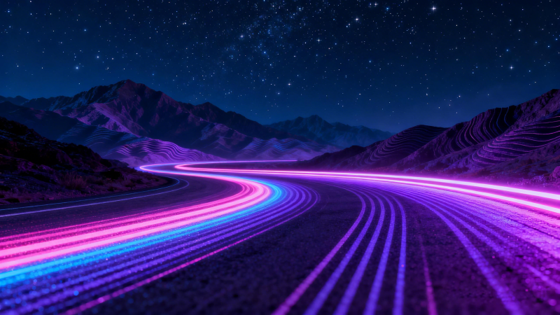 霓虹公路夜景-圖片