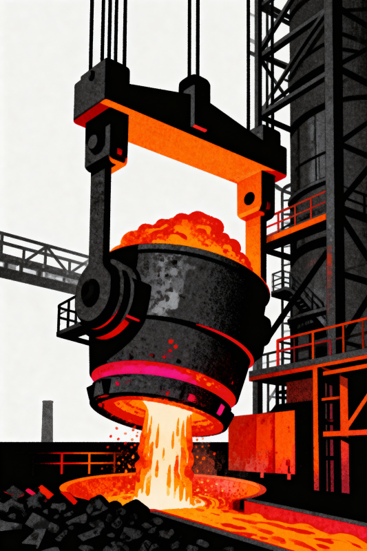 钢铁熔炉浇铸现场-图片