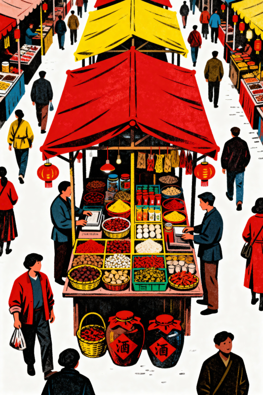 热闹市集图-图片